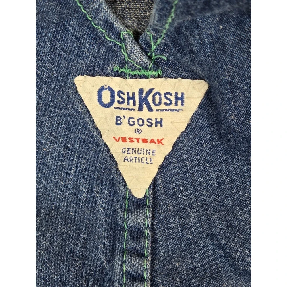 Vintage Oshkosh Baby B Gosh Denim Overalls 12M Airplane Teddy Bear Plaid‎ USA